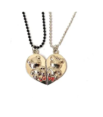 Beautiful Magnetic Silver Chain Couple Lockets