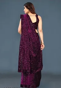 MAA KANKAI ART Stylish Purple Solid Saree with Blouse piece-thumb1