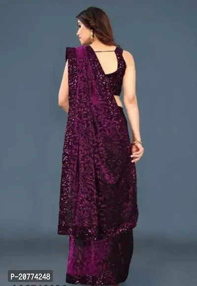 MAA KANKAI ART Stylish Purple Solid Saree with Blouse piece-thumb2