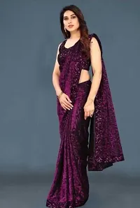 MAA KANKAI ART Stylish Purple Solid Saree with Blouse piece-thumb2