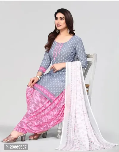 Beautiful Cotton Dress Material With Dupatta Set For Women