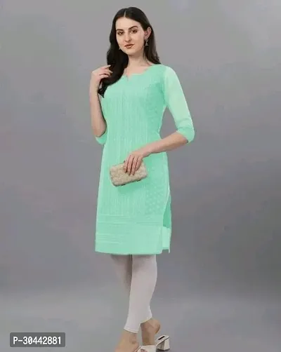 Beautiful Georgette Green Embroidered Kurta For Women