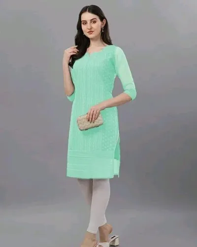 Stylish Rayon Embroidered Straight Kurta