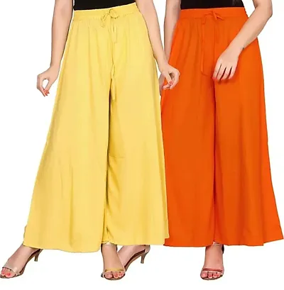 Pack Of 2 Rayon Stitched Palazzos