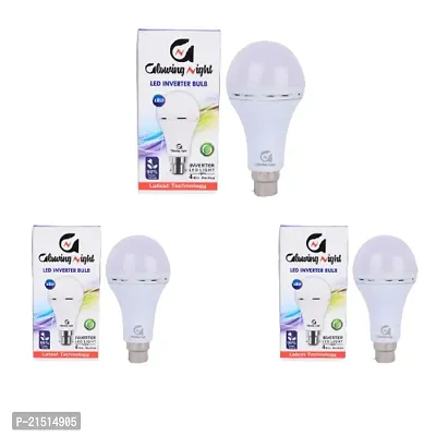 Glowing 12 watt rechargeable emergency inverter led bulb pack of 3-thumb0