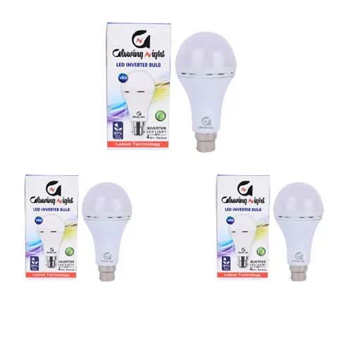 Glowing 12 watt rechargeable emergency inverter led bulb pack of 3