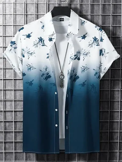 SL FASHION Men's Shirts Casual Shirts Formal Shirt (X-Large, Light Flower)