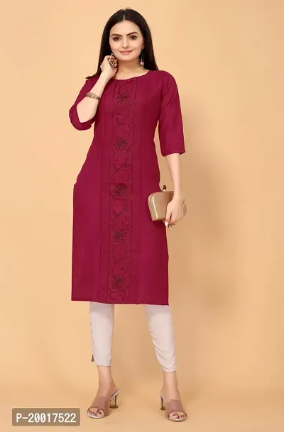 Gorgeous Straight Maroon Solid Rayon Kurta For Women