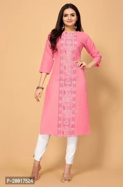 Gorgeous Straight Pink Printed Rayon Kurta For Women-thumb0