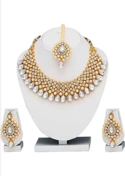 Stylish Alloy American Diamond Jewellery Set For Women