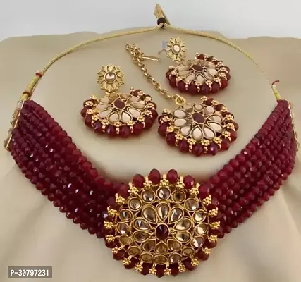 Designer Red Alloy Jewellery Set For Women-thumb0