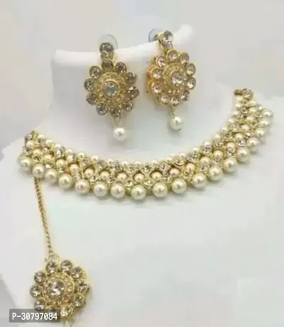 Designer Golden Alloy Jewellery Set For Women-thumb0