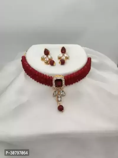 Designer Red Alloy Jewellery Set For Women-thumb0