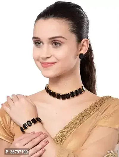 Designer Black Alloy Jewellery Set For Women-thumb0