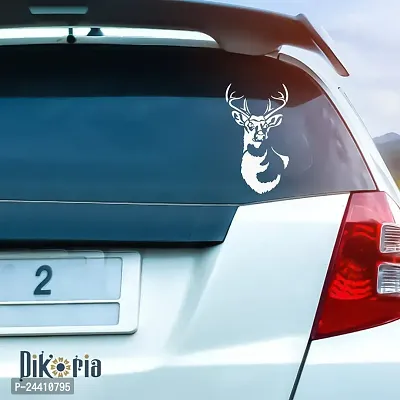 Dikoria Deer Car Sticker, car Stickers for Car Exterior, Glass, Wall, Window | White Color Standard Size (12x12 Inch) | Design-Deer Car Sticker White- D775