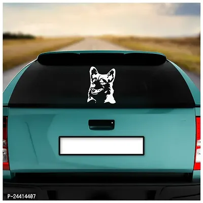 Dikoria Dog Car Sticker, car Stickers for Car Exterior, Glass, Wall, Window | White Color Standard Size (12x12 Inch) | Design-Dog Car Sticker White- D896-thumb2