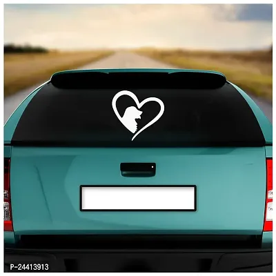 Dikoria Dog in Heart Car Sticker, car Stickers for Car Exterior, Glass, Wall, Window | White Color Standard Size (12x12 Inch) | Design-Dog in Heart Car Sticker White- D778-thumb2