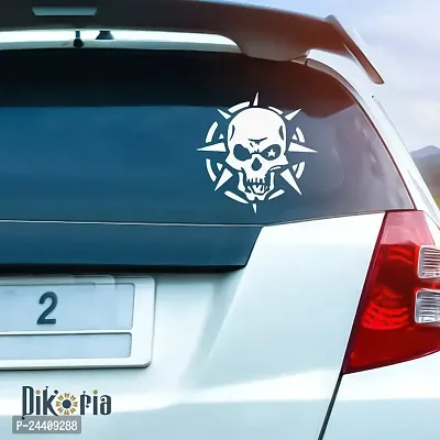 Dikoria Skull Car Sticker, car Stickers for Car Exterior, Glass, Wall, Window | White Color Standard Size (12x12 Inch) | Design-Skull Car Sticker White- D87