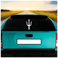 Dikoria Trident Car Sticker, car Stickers for Car Exterior, Glass, Wall, Window | White Color Standard Size (12x12 Inch) | Design-Trident Car Sticker White- D295-thumb1