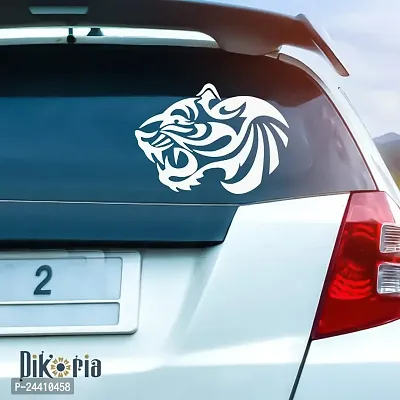 Dikoria Tiger Car Sticker, car Stickers for Car Exterior, Glass, Wall, Window | White Color Standard Size (12x12 Inch) | Design-Tiger Car Sticker White- D285