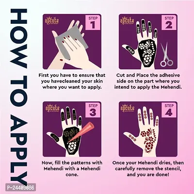 Apcute Stencil tattoo | Mehandi Stencils for Girls, women and Kids | Easy to use, Best Mehandi Design Stencil Sticker collections, Design no - Apcute - HB - 188-thumb4