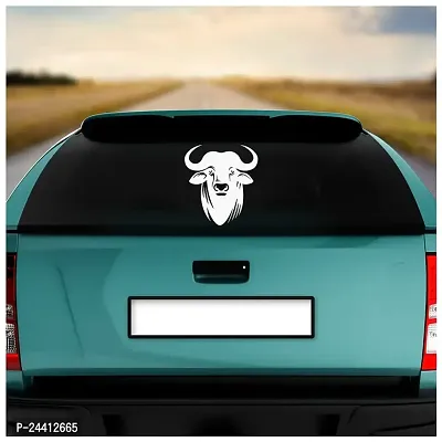 Dikoria Buffalo Car Sticker, car Stickers for Car Exterior, Glass, Wall, Window | White Color Standard Size (12x12 Inch) | Design-Buffalo Car Sticker White- D720-thumb2