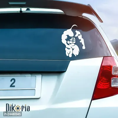 Dikoria Body Builder Car Sticker, car Stickers for Car Exterior, Glass, Wall, Window | White Color Standard Size (12x12 Inch) | Design-Body Builder Car Sticker White- D471