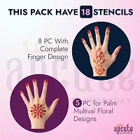 Apcute Henna Stencil for Full Hand Set of 13pc Combo | Temporary Tattoo Mehandi Stencil Stickers for Full Hand for Girls, Women | Easy to use in 4 Steps Design-13pc-174-175-214-215-thumb4