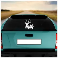 Dikoria Deer Car Sticker, car Stickers for Car Exterior, Glass, Wall, Window | White Color Standard Size (12x12 Inch) | Design-Deer Car Sticker White- D640-thumb1