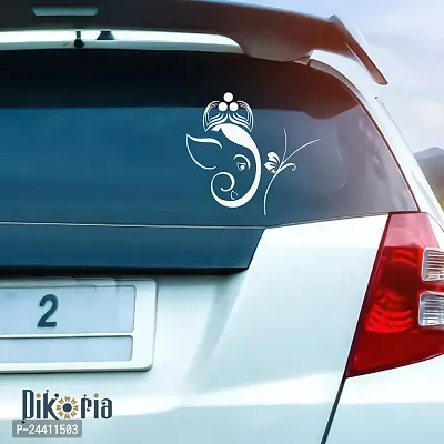 Dikoria Ganesh Car Sticker, car Stickers for Car Exterior, Glass, Wall, Window | White Color Standard Size (12x12 Inch) | Design-Ganesh Car Sticker White- D541