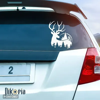 Dikoria Deer Car Sticker, car Stickers for Car Exterior, Glass, Wall, Window | White Color Standard Size (12x12 Inch) | Design-Deer Car Sticker White- D640