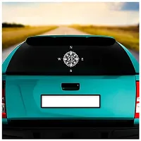 Dikoria Compass Car Sticker, car Stickers for Car Exterior, Glass, Wall, Window | White Color Standard Size (12x12 Inch) | Design-Compass Car Sticker White- D54-thumb1