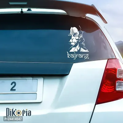 Dikoria Bajrang Car Sticker, car Stickers for Car Exterior, Glass, Wall, Window | White Color Standard Size (12x12 Inch) | Design-Bajrang Car Sticker White- D150