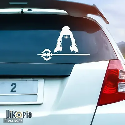 Dikoria Shiva with Trident Car Sticker, car Stickers for Car Exterior, Glass, Wall, Window | White Color Standard Size (12x12 Inch) | Design-Shiva with Trident Car Sticker White- D704