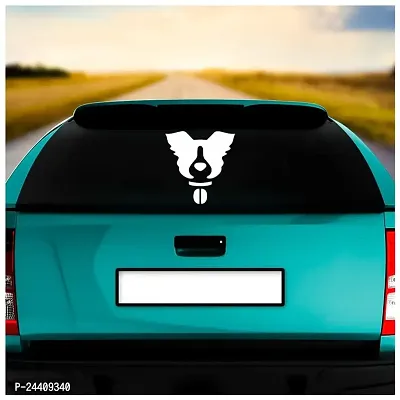 Dikoria Dog Car Sticker, car Stickers for Car Exterior, Glass, Wall, Window | White Color Standard Size (12x12 Inch) | Design-Dog Car Sticker White- D227-thumb2