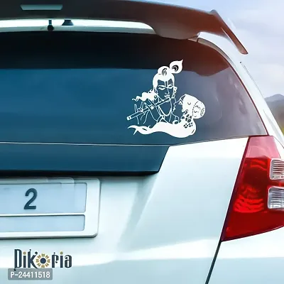 Dikoria Radhe Krishna Car Sticker, car Stickers for Car Exterior, Glass, Wall, Window | White Color Standard Size (12x12 Inch) | Design-Radhe Krishna Car Sticker White- D628