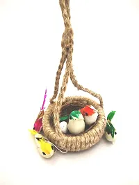 3A FEATURETAIL Artificial Mini Birds with Hanging Jute Nest for School Projects/Model Making or Decoration (2 Set of Nest with 5 Birds Each)-thumb1