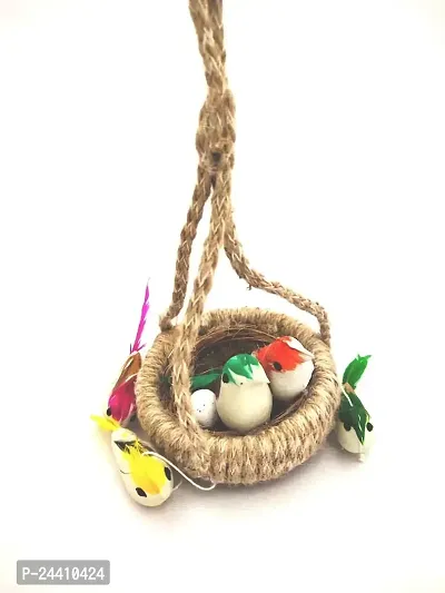 3A FEATURETAIL Artificial Mini Birds with Hanging Jute Nest for School Projects/Model Making or Decoration (2 Set of Nest with 5 Birds Each)-thumb2