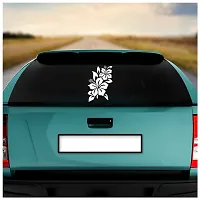 Dikoria Flowers Car Sticker, car Stickers for Car Exterior, Glass, Wall, Window | White Color Standard Size (12x12 Inch) | Design-Flowers Car Sticker White- D985-thumb1