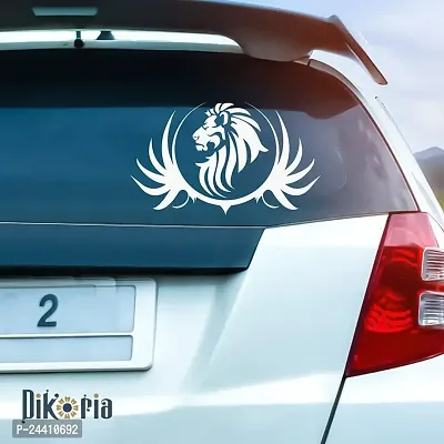 Dikoria Lion Car Sticker, car Stickers for Car Exterior, Glass, Wall, Window | White Color Standard Size (12x12 Inch) | Design-Lion Car Sticker White- D239