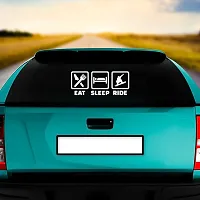 Dikoria Eat Sleep Ride Car Sticker, car Stickers for Car Exterior, Glass, Wall, Window | White Color Standard Size (12x12 Inch) | Design-Eat Sleep Ride Car Sticker White- D309-thumb1