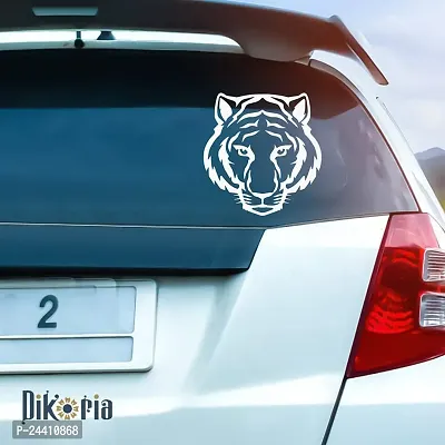 Dikoria Tiger Car Sticker, car Stickers for Car Exterior, Glass, Wall, Window | White Color Standard Size (12x12 Inch) | Design-Tiger Car Sticker White- D266-thumb0