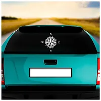 Dikoria Compass Car Sticker, car Stickers for Car Exterior, Glass, Wall, Window | White Color Standard Size (12x12 Inch) | Design-Compass Car Sticker White- D153-thumb1