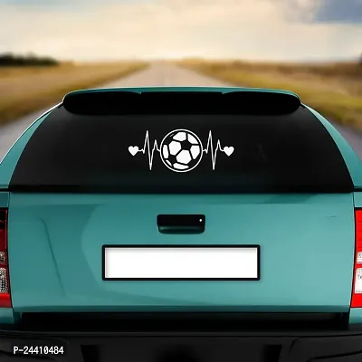 Dikoria Music with Football Car Sticker, car Stickers for Car Exterior, Glass, Wall, Window | White Color Standard Size (12x12 Inch) | Design-Music with Football Car Sticker White- D463-thumb2