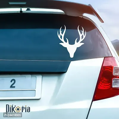 Dikoria Deer Car Sticker, car Stickers for Car Exterior, Glass, Wall, Window | White Color Standard Size (12x12 Inch) | Design-Deer Car Sticker White- D607