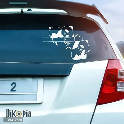 Dikoria Panda Car Sticker, car Stickers for Car Exterior, Glass, Wall, Window | White Color Standard Size (12x12 Inch) | Design-Panda Car Sticker White- D809