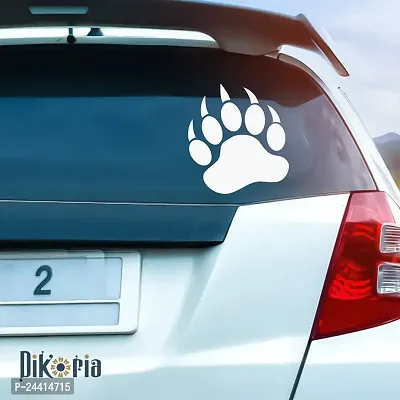 Dikoria Bear Foot Car Sticker, car Stickers for Car Exterior, Glass, Wall, Window | White Color Standard Size (12x12 Inch) | Design-Bear Foot Car Sticker White- D543