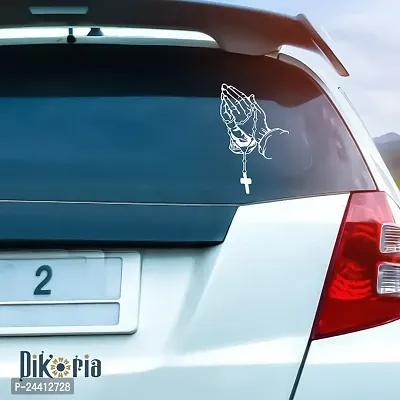 Dikoria Jesus Cross Car Sticker, car Stickers for Car Exterior, Glass, Wall, Window | White Color Standard Size (12x12 Inch) | Design-Jesus Cross Car Sticker White- D906-thumb0