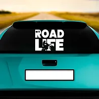 Dikoria Road Life Car Sticker, car Stickers for Car Exterior, Glass, Wall, Window | White Color Standard Size (12x12 Inch) | Design-Road Life Car Sticker White- D145-thumb1