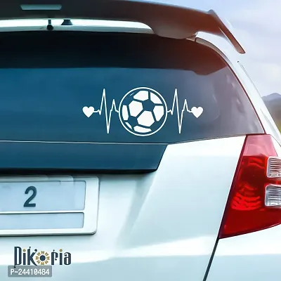 Dikoria Music with Football Car Sticker, car Stickers for Car Exterior, Glass, Wall, Window | White Color Standard Size (12x12 Inch) | Design-Music with Football Car Sticker White- D463